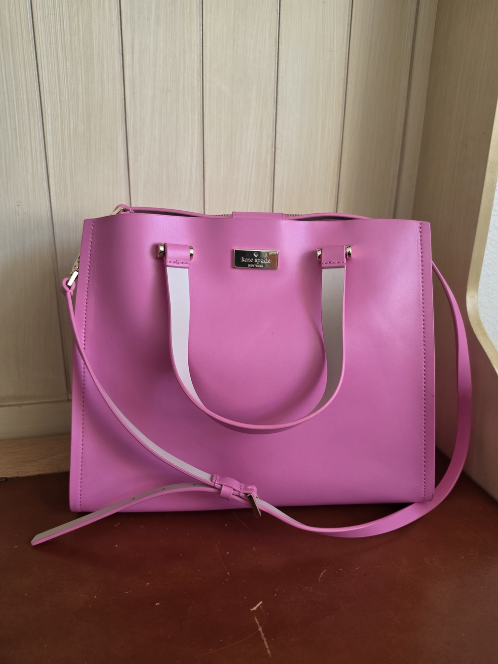 Kate Spade Arbour Hill Kyra Bright Pink Leather Tote with Gold Hardware
